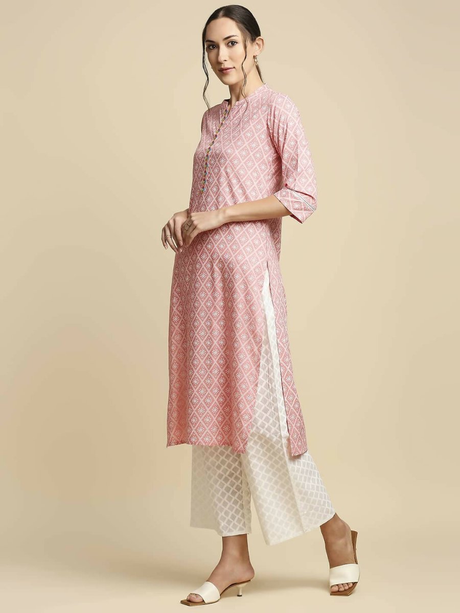 Anubhutee Women's Rayon Regular Straight Peach Color Kurta - Distacart