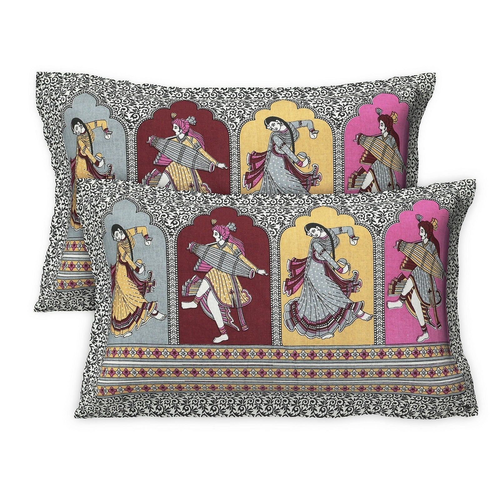 Rudra Bazaar Multicolour 210 TC Cotton Double King Bedsheet With 2 Pillow Covers - Distacart