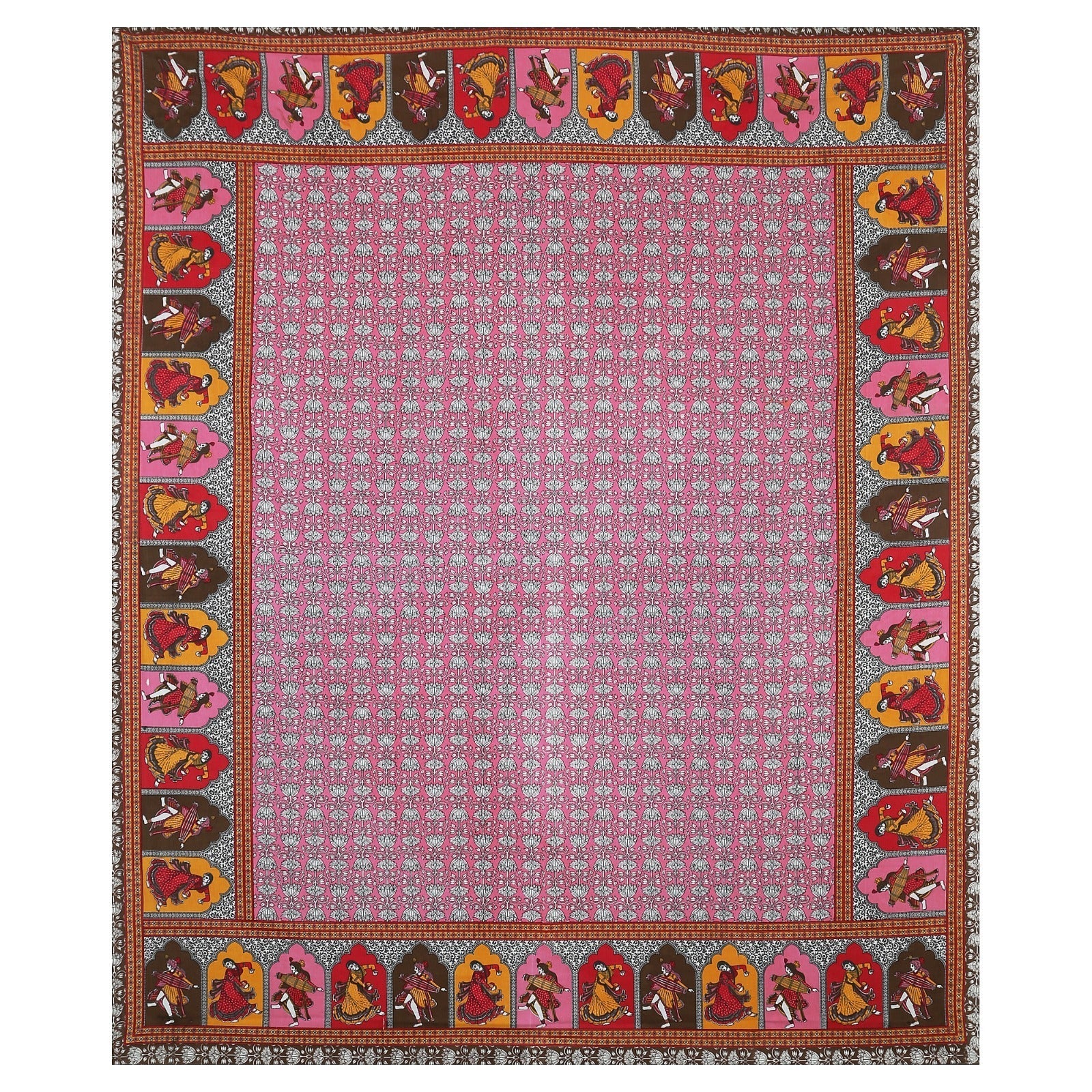 Rudra Bazaar Multicolour 210 TC Cotton Double King Bedsheet With 2 Pillow Covers