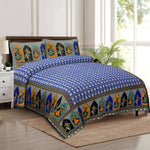 Thumbnail for Rudra Bazaar Multicolour 210 TC Cotton Double King Bedsheet With 2 Pillow Covers