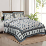 Thumbnail for Rudra Bazaar Multicolour 210 TC Cotton Double King Bedsheet With 2 Pillow Covers