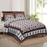 Thumbnail for Rudra Bazaar Multicolour 210 TC Cotton Double King Bedsheet With 2 Pillow Covers