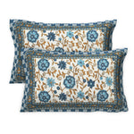 Thumbnail for Rudra Bazaar Multicolour 210 TC Cotton Double King Bedsheet With 2 Pillow Covers