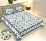 Thumbnail for Rudra Bazaar Multicolour 210 TC Cotton Double King Bedsheet With 2 Pillow Covers