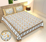 Thumbnail for Rudra Bazaar Multicolour 210 TC Cotton Double King Bedsheet With 2 Pillow Covers