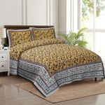 Thumbnail for Rudra Bazaar Multicolour 210 TC Cotton Double King Bedsheet With 2 Pillow Covers