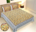 Thumbnail for Rudra Bazaar Multicolour 210 TC Cotton Double King Bedsheet With 2 Pillow Covers