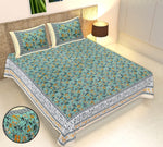 Thumbnail for Rudra Bazaar Multicolour 210 TC Cotton Double King Bedsheet With 2 Pillow Covers