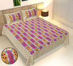 Thumbnail for Rudra Bazaar Multicolour 210 TC Cotton Double King Bedsheet With 2 Pillow Covers