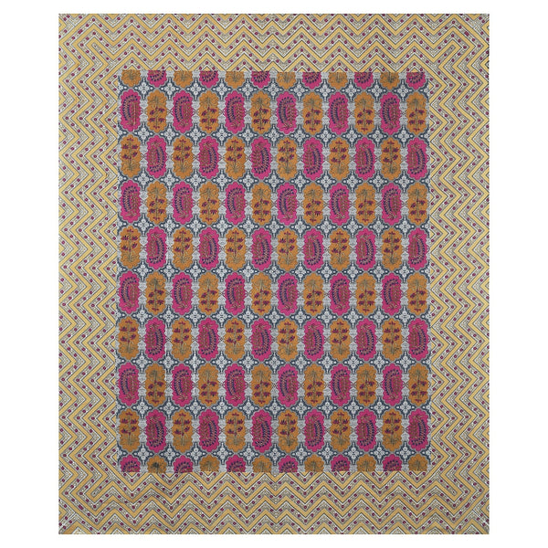 Rudra Bazaar Multicolour 210 TC Cotton Double King Bedsheet With 2 Pillow Covers