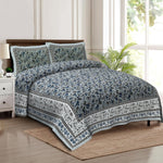 Thumbnail for Rudra Bazaar Multicolour 210 TC Cotton Double King Bedsheet With 2 Pillow Covers