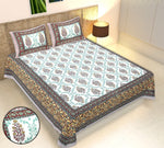 Thumbnail for Rudra Bazaar Multicolour 210 TC Cotton Double King Bedsheet With 2 Pillow Covers