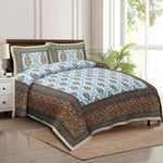 Thumbnail for Rudra Bazaar Multicolour 210 TC Cotton Double King Bedsheet With 2 Pillow Covers