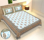 Thumbnail for Rudra Bazaar Multicolour 210 TC Cotton Double King Bedsheet With 2 Pillow Covers