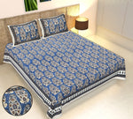 Thumbnail for Rudra Bazaar Multicolour 210 TC Cotton Double King Bedsheet With 2 Pillow Covers