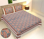 Thumbnail for Rudra Bazaar Multicolour 210 TC Cotton Double King Bedsheet With 2 Pillow Covers
