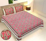 Thumbnail for Rudra Bazaar Multicolour 210 TC Cotton Double King Bedsheet With 2 Pillow Covers