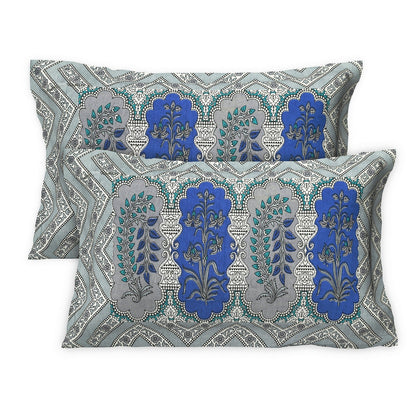 Rudra Bazaar Multicolour 210 TC Cotton Double King Bedsheet With 2 Pillow Covers - Distacart