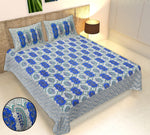 Thumbnail for Rudra Bazaar Multicolour 210 TC Cotton Double King Bedsheet With 2 Pillow Covers