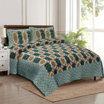 Thumbnail for Rudra Bazaar Multicolour 210 TC Cotton Double King Bedsheet With 2 Pillow Covers
