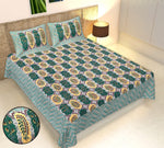 Thumbnail for Rudra Bazaar Multicolour 210 TC Cotton Double King Bedsheet With 2 Pillow Covers