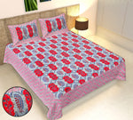 Thumbnail for Rudra Bazaar Multicolour 210 TC Cotton Double King Bedsheet With 2 Pillow Covers