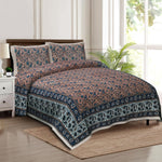 Thumbnail for Rudra Bazaar Multicolour 210 TC Cotton Double King Bedsheet With 2 Pillow Covers