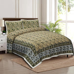 Thumbnail for Rudra Bazaar Multicolour 210 TC Cotton Double King Bedsheet With 2 Pillow Covers