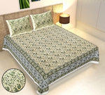 Thumbnail for Rudra Bazaar Multicolour 210 TC Cotton Double King Bedsheet With 2 Pillow Covers
