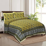 Thumbnail for Rudra Bazaar Multicolour 210 TC Cotton Double King Bedsheet With 2 Pillow Covers