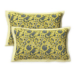 Thumbnail for Rudra Bazaar Multicolour 210 TC Cotton Double King Bedsheet With 2 Pillow Covers