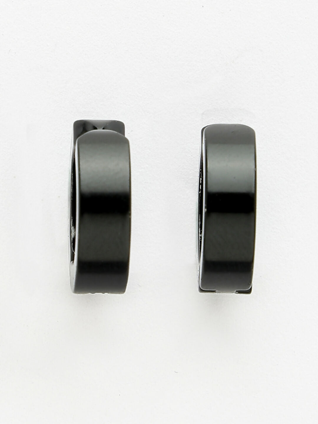 NVR Men's Black Rhodium-Plated Stainless Steel Hoop Earrings - Distacart