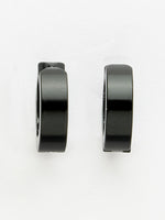 Thumbnail for NVR Men's Black Rhodium-Plated Stainless Steel Hoop Earrings - Distacart