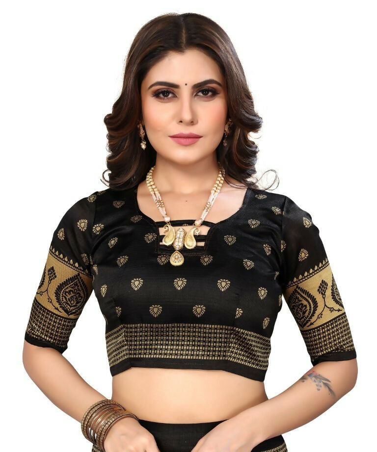 Vamika Black Printed Art Silk Saree - Distacart