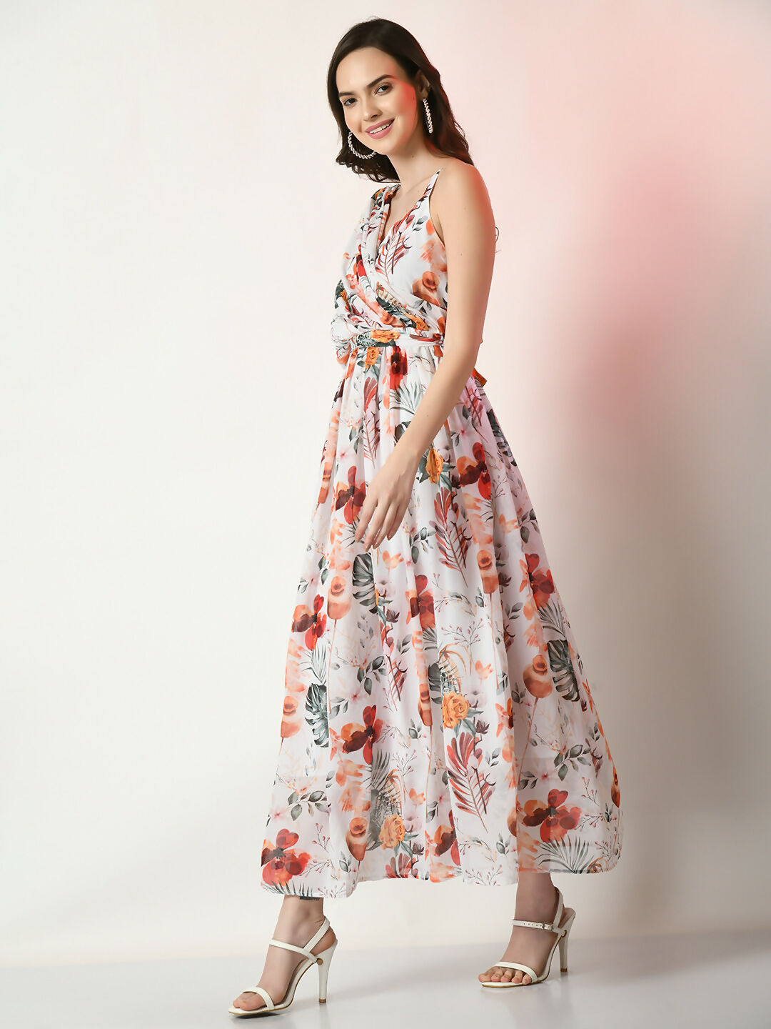 Myshka Women's White Printed Dress - Distacart