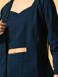Thumbnail for Myshka Women's Navy Blue Solid Solid Jacket - Distacart