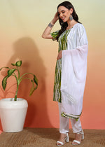 Thumbnail for Malishka Women's Green Crepe Printed Straight Kurta Pant With Dupatta - Green & White - Distacart