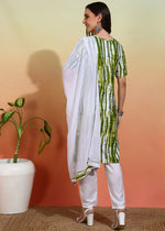 Thumbnail for Malishka Women's Green Crepe Printed Straight Kurta Pant With Dupatta - Green & White - Distacart