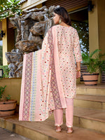 Thumbnail for Malishka Women's Cotton Blend Printed Straight Kurta Pant With Dupatta - Baby Pink - Distacart