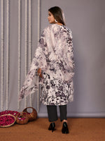 Thumbnail for Malishka Women's Cotton Blend Embroidered Straight Kurta Pant With Dupatta - White & Black - Distacart