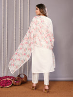 Thumbnail for Malishka Women's Embroidered Straight Kurta Pant With Dupatta - White - Distacart