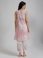 Thumbnail for Malishka Women's Printed Flared Kurta With Pant Set - Pink - Distacart