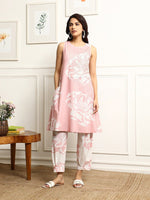 Thumbnail for Malishka Women's Printed Flared Kurta With Pant Set - Pink - Distacart
