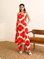 Thumbnail for Malishka Women's Printed A-Line Kurta With Pant Set - Red & White - Distacart