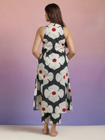 Thumbnail for Malishka Women's Printed A-Line Kurta With Pant Set - Black & White - Distacart