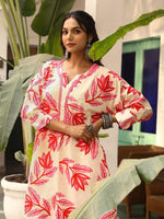 Thumbnail for Malishka Women's Printed A-Line Kurta With Pant Set - Red & Beige - Distacart