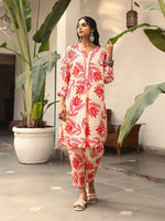 Thumbnail for Malishka Women's Printed A-Line Kurta With Pant Set - Red & Beige - Distacart