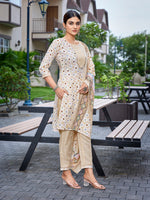 Thumbnail for Malishka Women's Cotton Blend Printed Straight Kurta Pant With Dupatta - Green - Distacart