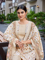 Thumbnail for Malishka Women's Cotton Blend Printed Straight Kurta Pant With Dupatta - Green - Distacart