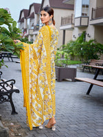 Thumbnail for Malishka Women's Cotton Blend Printed Straight Kurta Pant With Dupatta - Yellow